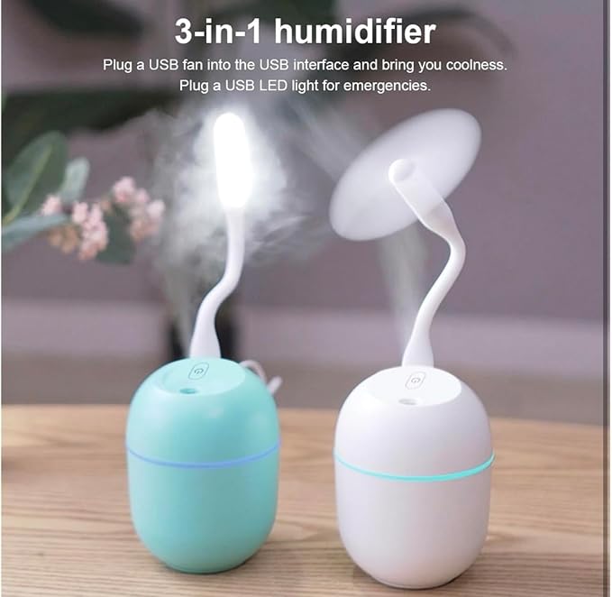 Portable 220ml Mini USB Humidifier with Colorful LED Lights – Ultrasonic Cool Mist Air Diffuser for Home, Office, Car, Bedroom (Green)