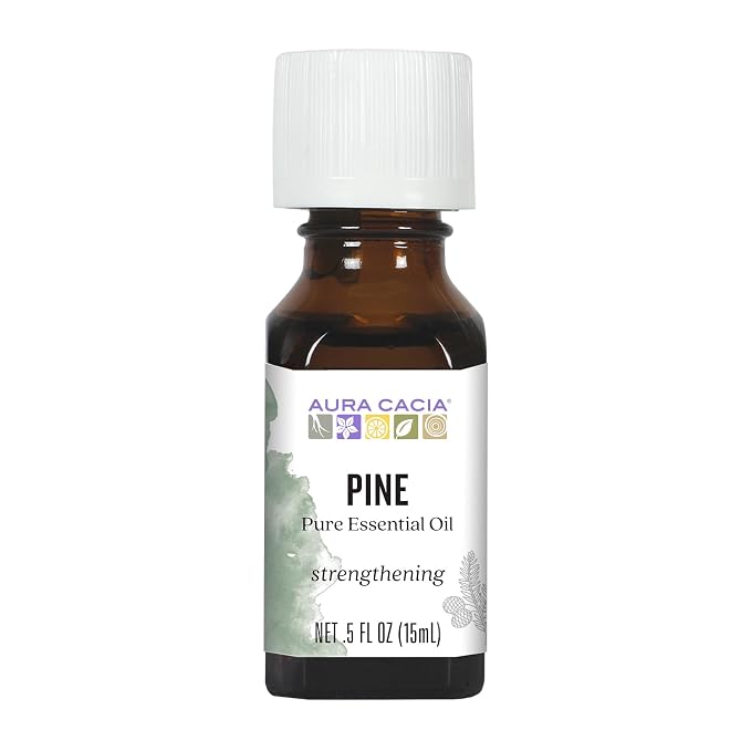 Aura Cacia Pine Essential Oil, Pure Pinus Sylvestris Oil, Cleansing, Invigorating Aromatherapy for Home, Diffusers, and Body Care Blends | 0.5 Fl Oz (Pack of 1)