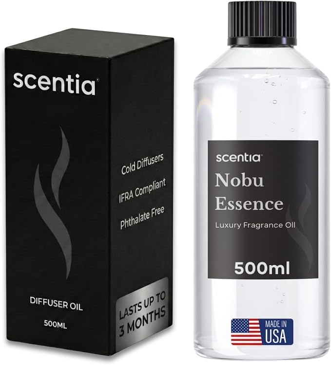Scentia Nobu Essence Diffuser Oil for HVAC Scent Machine – Hotel Fragrance Inspired by Nobu Hotel – 500 mL – Jasmine, Lily & Sandalwood Oil for Commercial & Cold Air Diffusers, Made in USA