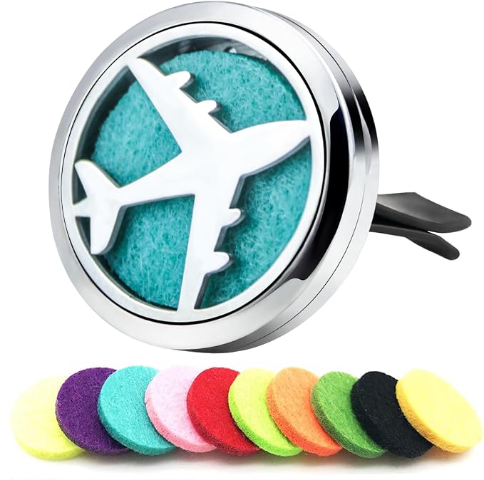 Plane Car Diffuser Vent Clip Essential Oil Aromatherapy Car Diffuser Vent Clips Air Freshener Car Accessories for Women with 10 Refill Pads