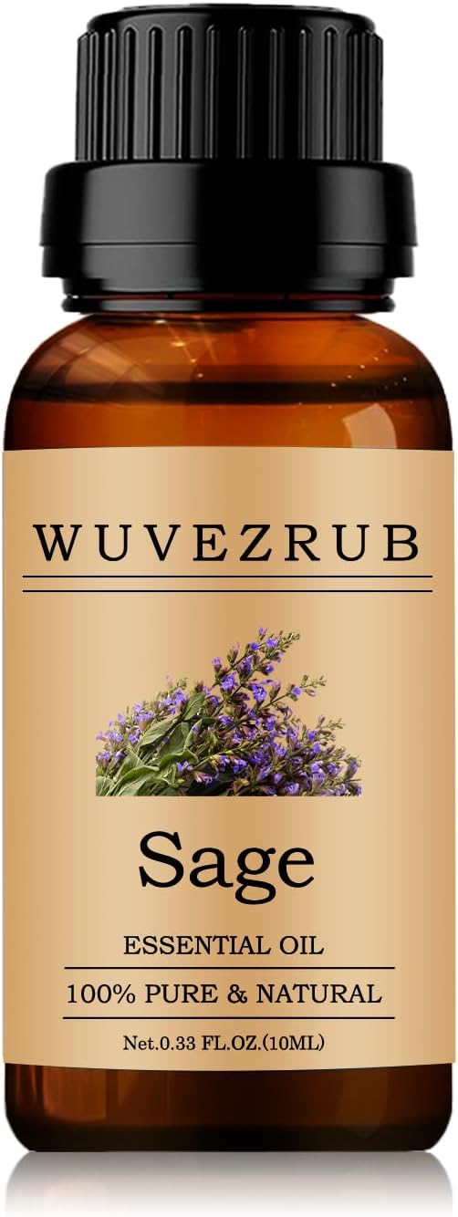 Sage Essential Oils 10ML, 100% Pure and Natural Essential Oil for Aromatherapy Diffuser - 0.33 Fl Oz/Sage