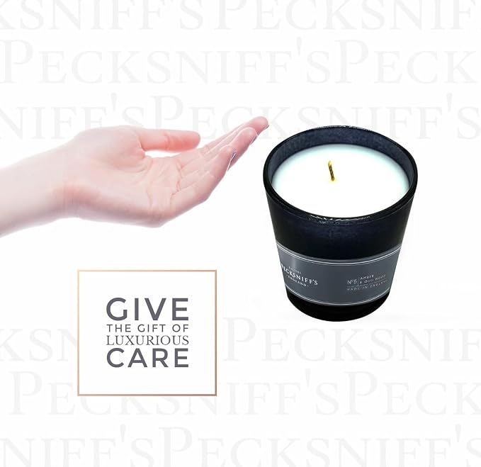 Pecksniffs Black Amber & Oud Wood Scented Candle | 1 Wick, 184g/6.49oz
