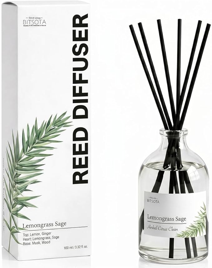 Reed Diffuser Set for Bathroom & Home, Long Lasting Essential Oil Aroma, Glass Bottle Home Fragrance with Sticks, Ideal Gift for Woman
