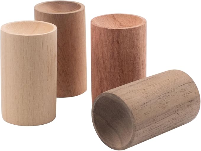4 PCS Wood Essential Oil Diffusers, 4 Different Woods Small Cylinder Passive Diffuser for Home, Office, Bathroom, Bedroom, Car, Wardrobe, Yoga Hall and SPA (Wood Has No Fragrance)