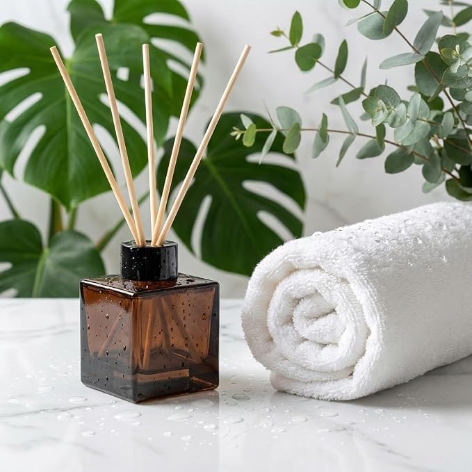 100ml 2pcs Reed Diffuser Bottles,Fragrance Diffuser Empty Bottle with 20pcs Reed Sticks for Home Fragrance Accessories and Women Gift Room,Home,Bathroom Decor