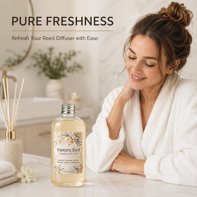 Reed Diffuser Oil Refill Inspired by My Way-8.5 Fl Oz, Luxury Hotel Collection Scent, Natural Fragrance Oil for Ultrasonic Diffuser, Room Spray, Air Freshener & HVAC in Home Office (My Way)