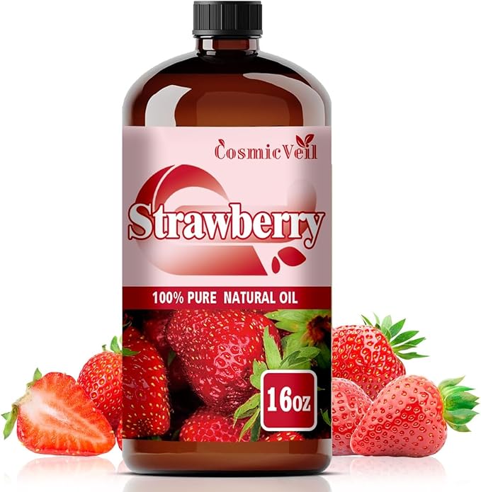 Strawberry Essential Oil Strawberry Oil for Aroma Diffuser,Humidifier,Home Fragrance,Cleaning,Body Care,Massage,Yoga,DIY Candle,DIY Soap CosmicVeil（Strawberry，16 Fl Oz (Pack of 1)）