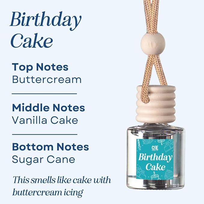 CANDECraftCo Car Air Hanging Fragrance Oil, Car Auto Freshener for Essential Oils, Scents Fragrance Aromatherapy Automobile Diffuser, Long Lasting (Birthday Cake)