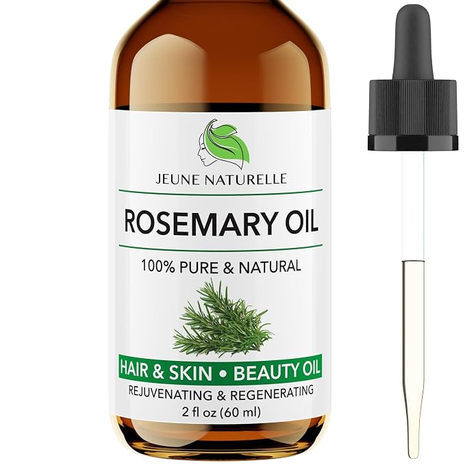 Jeune Naturelle Rosemary Oil for Hair Care, 100% Pure, Natural, Undiluted, Unrefined, Therapeutic Grade - Hair Growth Rosemary Oil, 2 oz