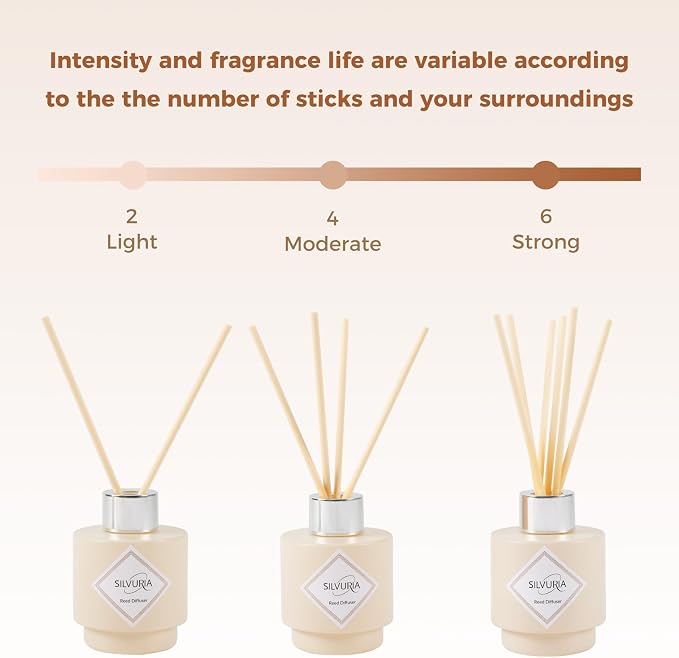Bamboo White Tea Reed Diffuser Set,Oil Diffuser with 6 Reed Sticks,3.38 fl.oz(100ml),Long-Lasting Home Fragrance for Living Room,Bedroom,Bathroom,Office