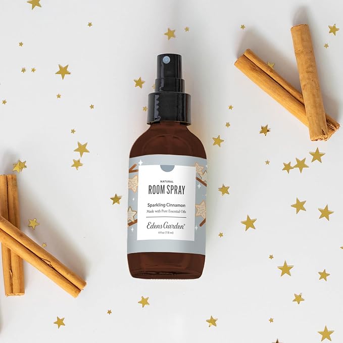 Edens Garden Sparkling Cinnamon Natural Room & Linen Spray – 100% Pure Essential Oil Aromatherapy Mist for Holiday & Christmas Scents – Non-Toxic, Long-Lasting Festive Air Freshener, 4 fl oz (118 ml)