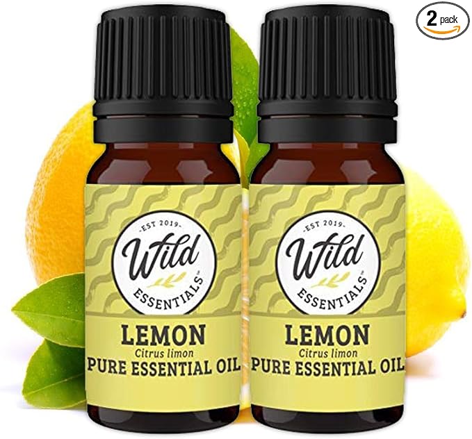 Wild Essentials Lemon 100% Pure Essential Oil 2 Pack - 10ml, Therapeutic Grade, Energizing, Uplifting, Clean