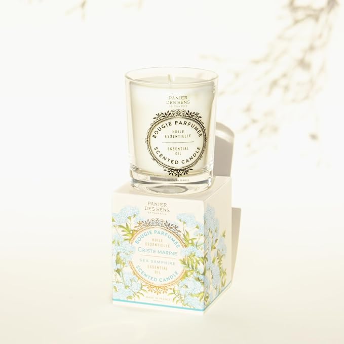 Panier des Sens Sea Samphire Candle - Hand-Poured in Provence, France - Long Lasting Scented Candles - up to 55 Hours Burn Time - Sea Samphire Scented Candle - 100% Natural Cotton Wick - 6.3 oz