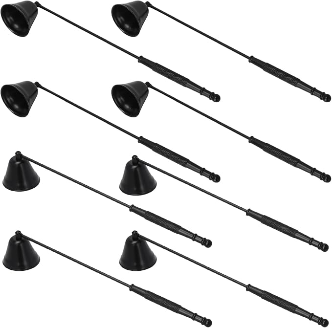 8 Pack Black Candle Snuffer Vintage, Premium Stainless Steel Wick Flame Extinguisher, 8.3 Inch Wick Snuffer with Long Handle, Elegant Design for Candles, Candle Accessory for Candle Lovers