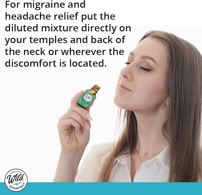 Wild Essentials Migraine Relief 100% Pure Essential Oil Synergy Blend 2 Pack 10ml, Formula for migraine Headaches, Pain, Congestion, stuffy Nose, Cold, Made in The USA