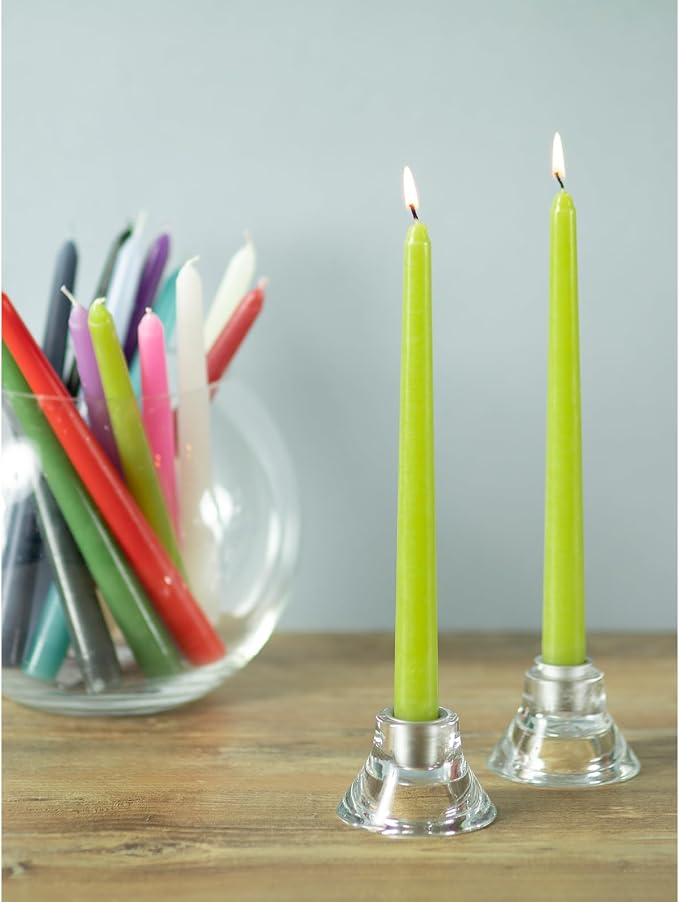 CANDWAX 12 inch Taper Candles Set of 4 - Dripless and Smokeless Candles Unscented - Slow Burning Candle Sticks - Olive Candle Taper