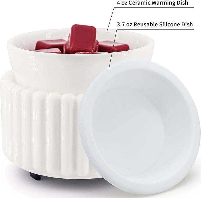 VICTORIA AROMA Ceramic Wax Melt Warmer with 1 pc Silicone Dish Candle Warmer for Scented Wax Electric Fragrance Burner for Home, Office, Bedroom - Gift & Décor