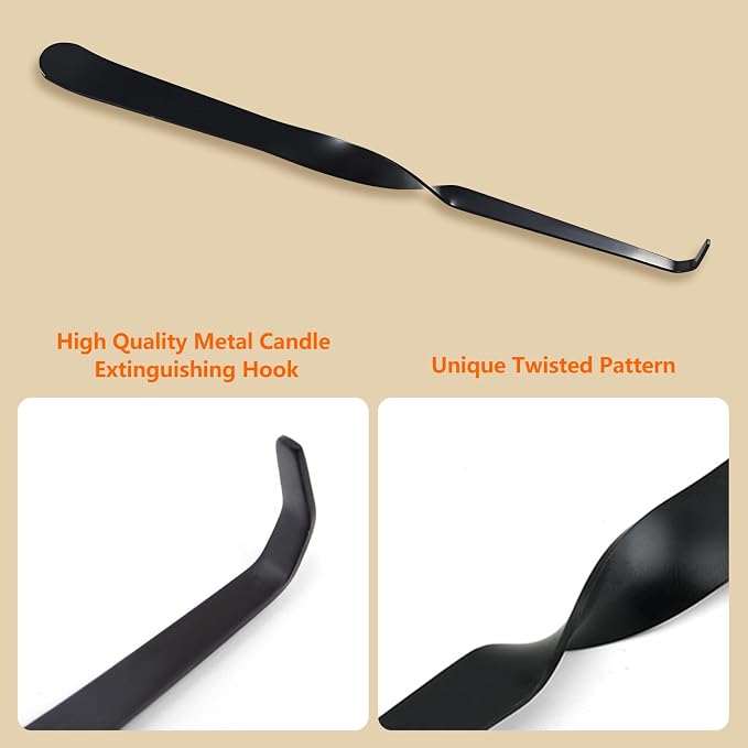 Stainless Steel Wick Dippers, 2 pcs Put Out Extinguish Candle Wick Dipper Candle Hook Candle Accessories for Putting Out Extinguish Candle Wicks Flame Safely (Black)
