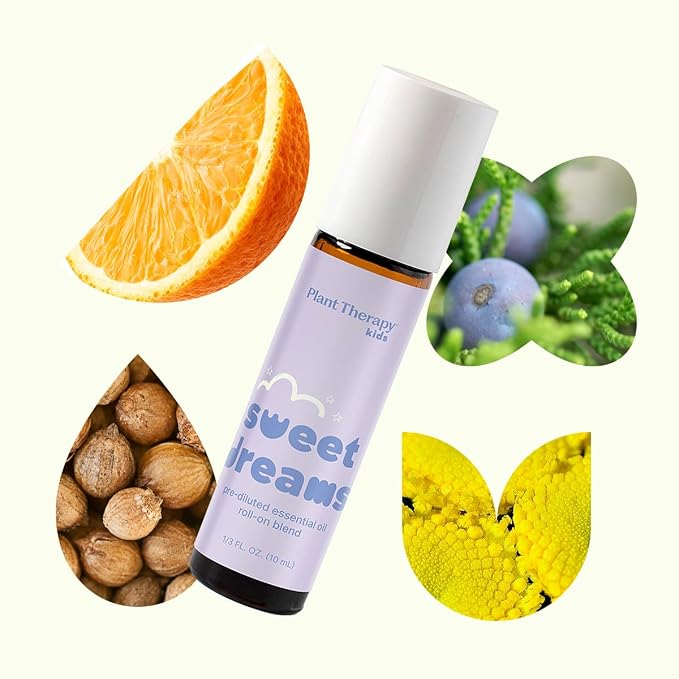 Plant Therapy Kids Sweet Dreams Essential Oil Blend Pre-Diluted Roll-On 10 mL (1/3 oz) 100% Pure, Soothing Aromatherapy for Relaxation and Better Sleep