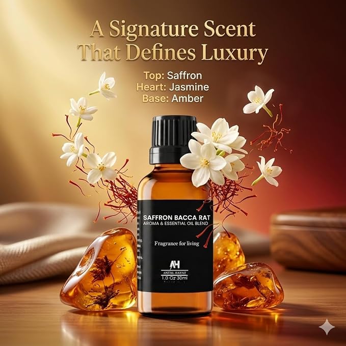 Hotel Diffuser Oil Inspired by The Baccarat Hotel Scent 30mL – Amber Woody Fragrance for Diffuser - Premium Home Fragrance with Saffron and Jasmine - Saffron Essential Oil Glass Bottle with Dropper