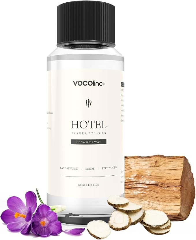 VOCOlinc Hotel Collection Diffuser Oil - My Way - Inspired by Luxury Five Star Hotel Lobby Scent Oil for Waterless Oil Diffusers, Luxurious Scents of Sandalwood, Suede, and Soft Woods (4.06 OZ)