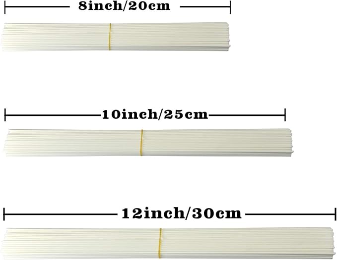 100 Pieces Fiber Reed Diffuser Replacement Refill Sticks (8" x 3mm, White)
