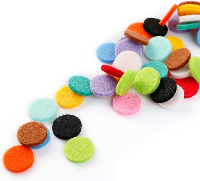 Maromalife 60 PCS Essential Oil Refill Pads, 0.67 Inch Felt Pads Aromatherapy Replacement Pads for Diffuser Necklace Diffuser Bracelet Car Diffuser Vent Clip Multi-Colored