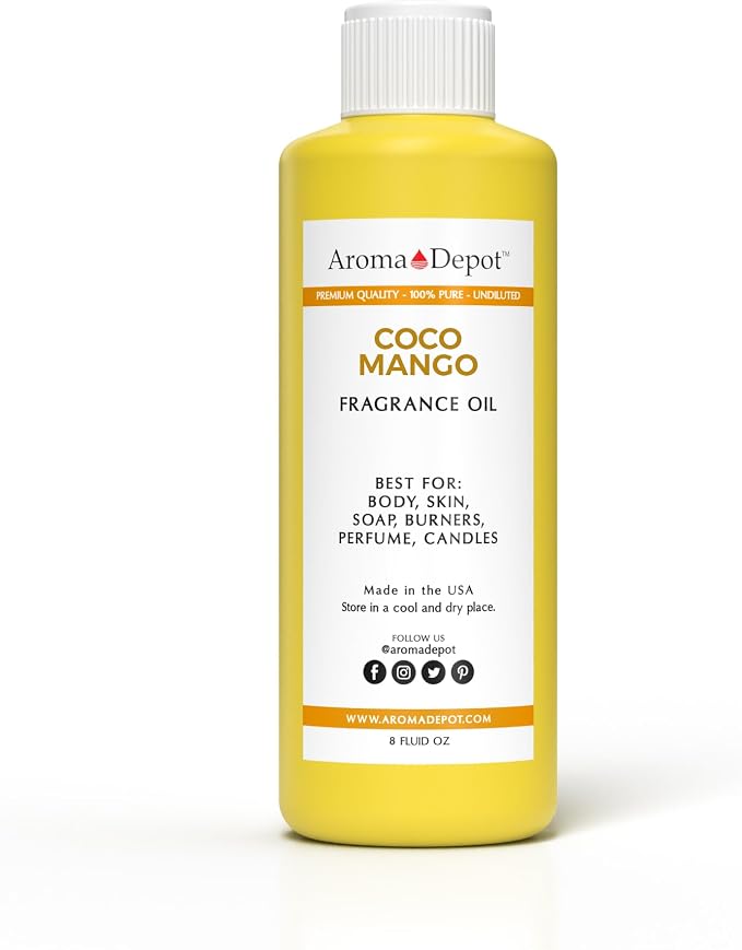 Aroma Depot 8 oz / 8 Ounce Coco Mango Unisex Perfume/Body Oil Our Interpretation, Premium Quality Uncut Fragrance Oil Soap, Candle Making & Incense