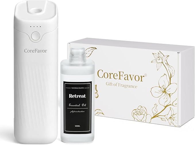 Waterless Essential Oil Diffuser with 120ml Oil, Portable Battery-Operated Cold Air Aroma Scent Machine, 4 Adjustable Intensity Levels, Quiet Diffuser for Bedroom Office Bathroom Car