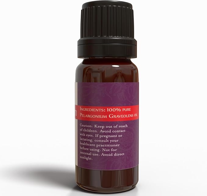 ArOmis Geranium Essential Oil - Organic - 100% Pure Therapeutic Grade - 10ml (.34 Fl Oz), Undiluted, Premium 150 Micron Filtered for Nebulizer Use