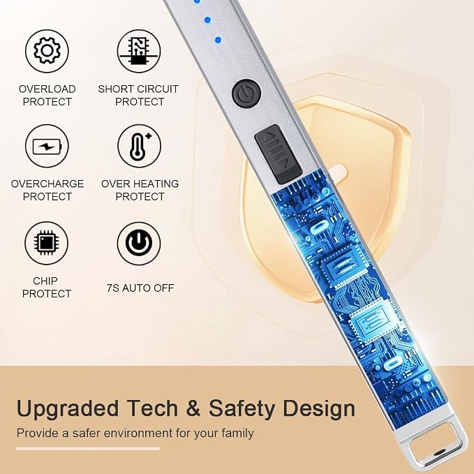 SUPRUS Electric Arc Lighter Windproof Flameless Rechargeable USB Lighter with Safety Lock for Home Kitchen BBQ Candle