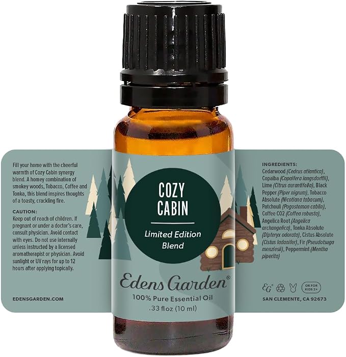 Edens Garden Cozy Cabin Essential Oil Blend- 100% Pure Premium Grade, Undiluted, Natural, Therapeutic, Aromatherapy, The Best for Diffusing, Candle, Laundry, Humidifiers 10 ml (.33 fl oz)