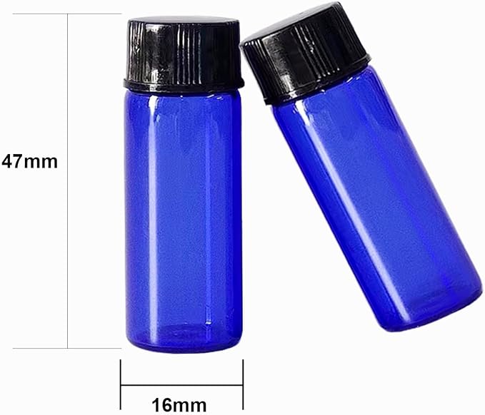 36Pcs Cobalt Blue Glass Bottles For Essential oils 5ml, Empty Refillable Vials Sample Bottles, with Orifice Reducers and Black Caps ﻿ (5ml)