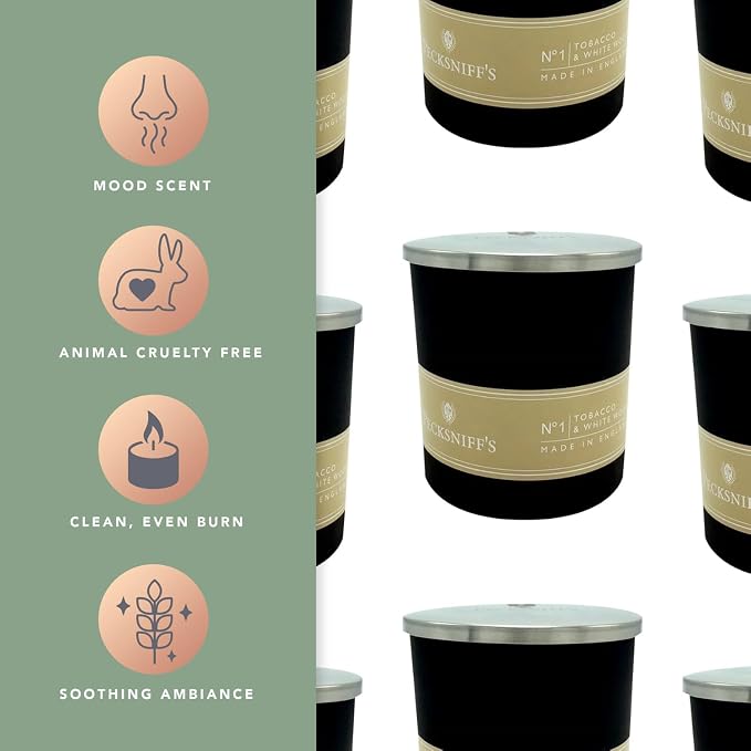 Pecksniffs Tobacco & White Wood Scented Candle | 1 Wick, 100g/3.5oz