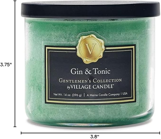 Village Candle Gin & Tonic Medium Bowl, 14 Ounce, Light Green