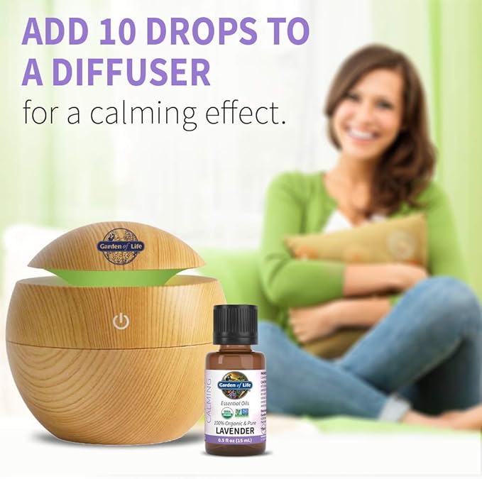 Garden of Life Lavender Essential Oil – 100% Pure Essential Oil for Diffuser, Aromatherapy, Meditation, Relaxing and Soothing, USDA Organic, Non-GMO, 0.5 fl oz