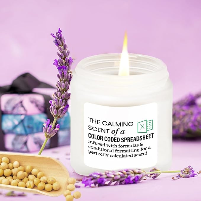 LAMIVEENLA Accountant Gifts Scented Candle Lavender - Spreadsheet Gifts Funny for Women Men CPA Gift for Coworker Boss