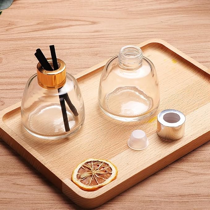 Empty Reed Diffuser Bottle and Black Reed Diffuser Sticks Refill Set for Bathroom Hotel Home Decoration (3, Transparent, 100ml)