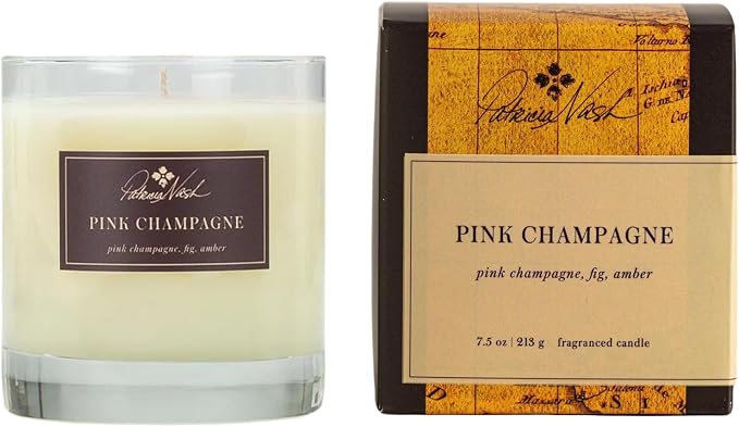 Rosy Rings Patricia Nash Candle | Long Lasting Fragrance Home Decor Gift Luxurious Aromatherapy Notes of Pink Champagne, Fig, Musk, Sandalwood, Amber 60 Hour Burn 7.5oz 3.5" H (Pink Champagne)