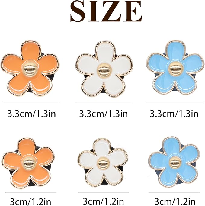 ORIESSE 6pcs Flowers Car Air Freshener Vent Clips,Blue Orange White Daisy Air Vent Clip Car Accessories for Women,3.3cm/3cm Flowers Vehicle Decor Refillable Diffuser