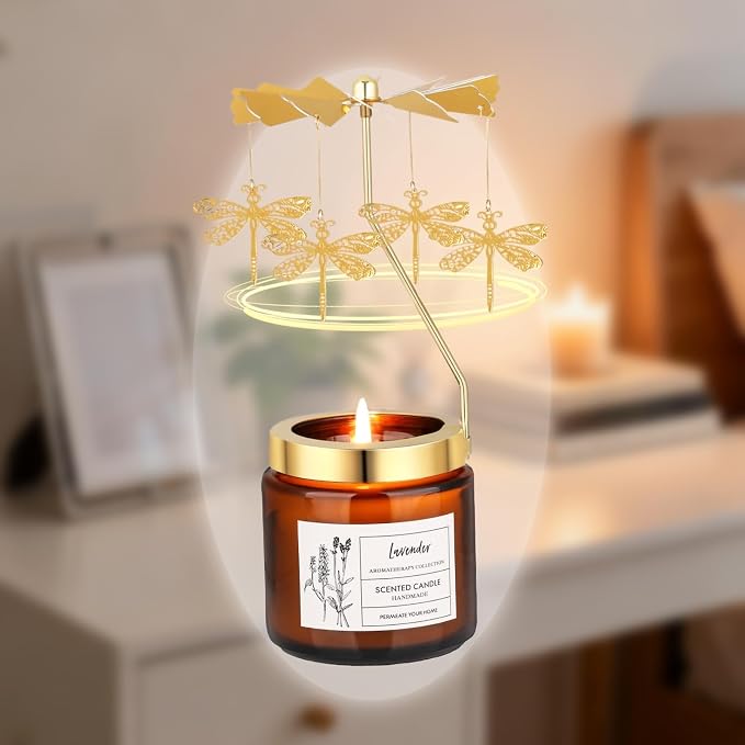 Dragonfly Candle Gifts for Women, Rotatable Lavender Scented Candle Gifts for Mom Wife Anniversary Valentine's Day Christmas, Unique Birthday Gift for Sister Girlfriend with Gift Box