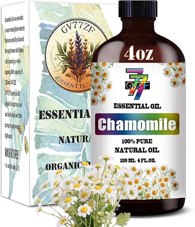 Chamomile Essential Oil, Chamomile Oils, for Diffuser, Humidifier, DIY Candles, Soap, Sleep, Gift, Essential Oil, GV77ZF Chamomile Fragrance Oil - 4 fl oz (120 ml)