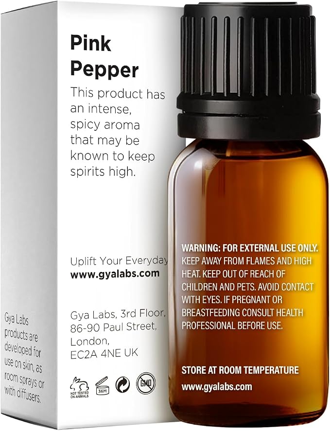 100% Pure Pink Pepper Essential Oil - 0.34 Fl Oz - Pink Pepper Oil for Hair, Skin, Diffuser, Aromatherapy & DIY Candle Making Scent