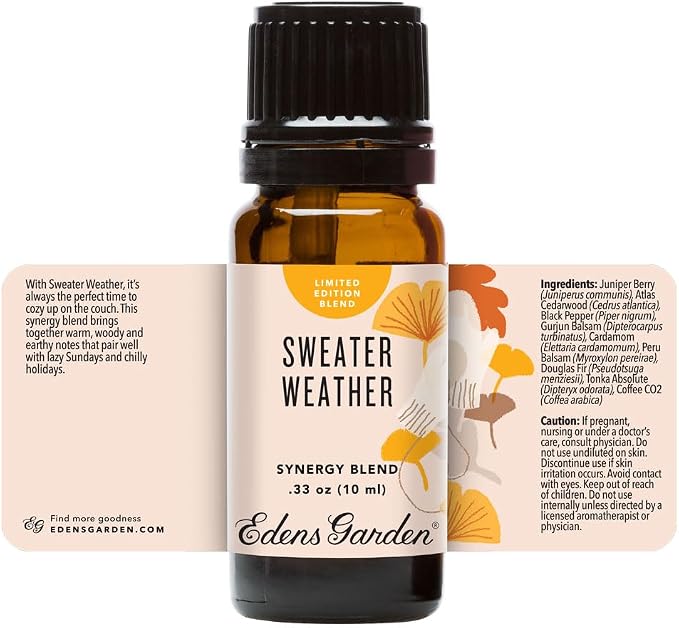Edens Garden Sweater Weather Essential Oil Blend- 100% Pure Premium Grade, Undiluted, Natural, Therapeutic, Aromatherapy, The Best for Diffusing, Candle, Laundry, Humidifiers 10 ml (.33 fl oz)