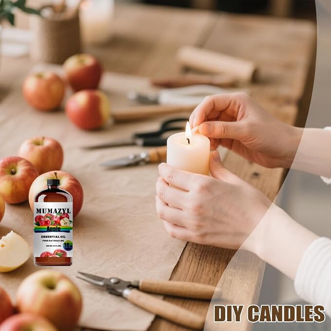 Apple Essential Oil, Apple Oil 16 Fl Oz 480ML for Diffuser Humidifier Yoga Cleaning DIY Candle Soap Making MUMAZYL Essential Oils