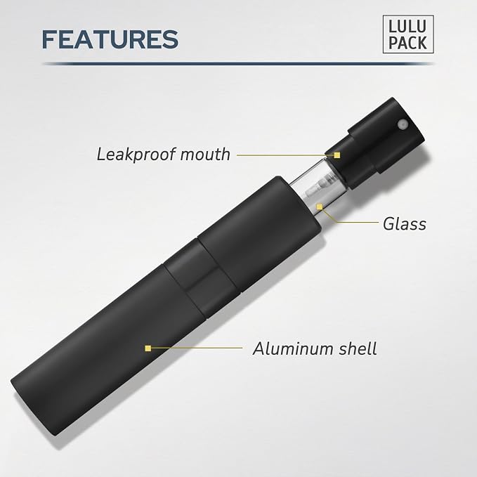 Lulupack Perfume Atomizer Refillable Travel Bottle: Cologne Portable Sprayer for Men - Mini Spray Empty for Refill - 1oz Large Size Gold