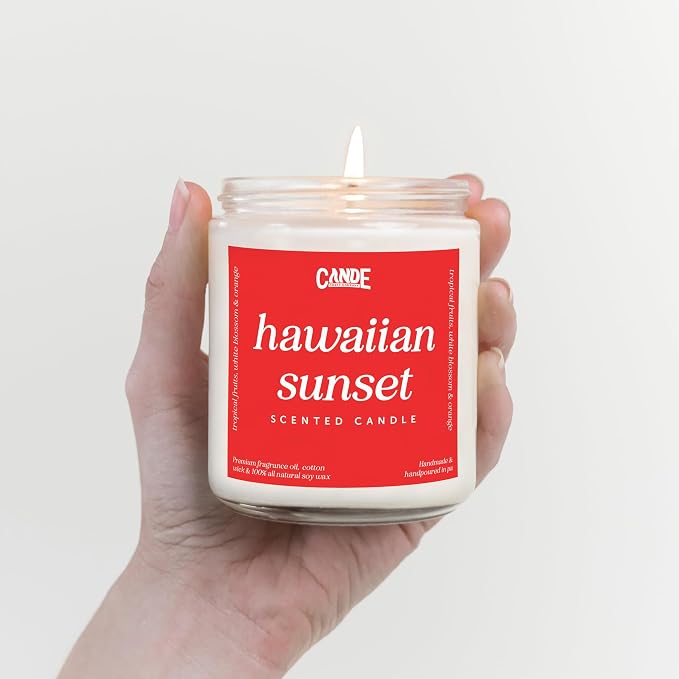 CE CRAFT Scented Soy Wax Candle for Home, Luxury Scented Soy Jar Candle, Hand Poured in The USA, Highly Scented & Long Lasting for Home, Mom, Women, Birthday Gift (Hawaiian Sunset)