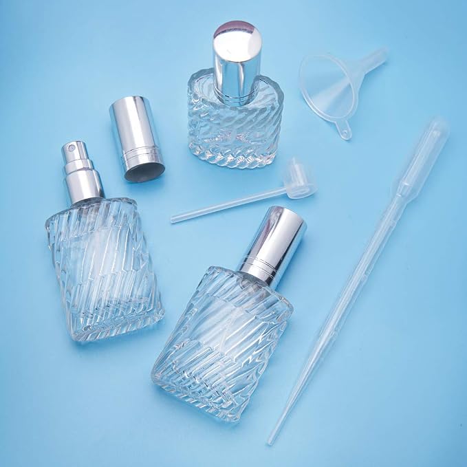 YU FENG 12pcs Glass Perfume Atomizer Spray Bottles Empty Refillable with Funnels Pipettes Dispensers for Essential Oil（13ml）