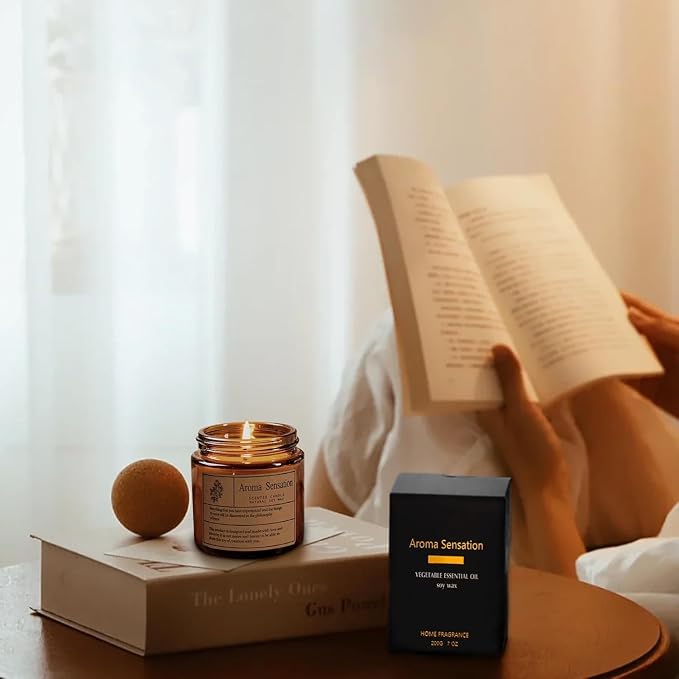 Organic Smoked Vanilla Candles - Non Toxic Soy Candles for Home, Stress Relief & Meditation (7oz)