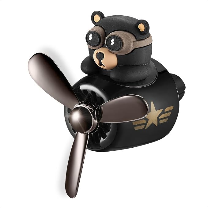 Car Vent Clips - Bear Pilot Car Air Freshener Vent Clip with Rotating Propeller, Durable and Easy to Install, 2.1"x2.5"x2.4" Versatile Size, 2 Aroma Tablets Included, Adds a Playful Touch to Interior